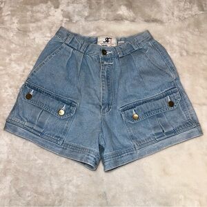 Vintage Rafaella High Waist Blue Jean Cargo Shorts Size 8 (22” waist)